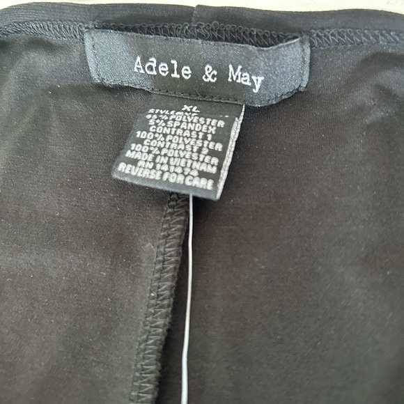 NWOT Adele & May Black Knit Top with Chiffon Short Sleeves Floral Tie - Picture 9 of 11